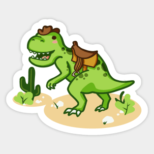 Cowboy T-Rex with little hat and saddle, tyrannosaurus, dino, dinosaur Sticker